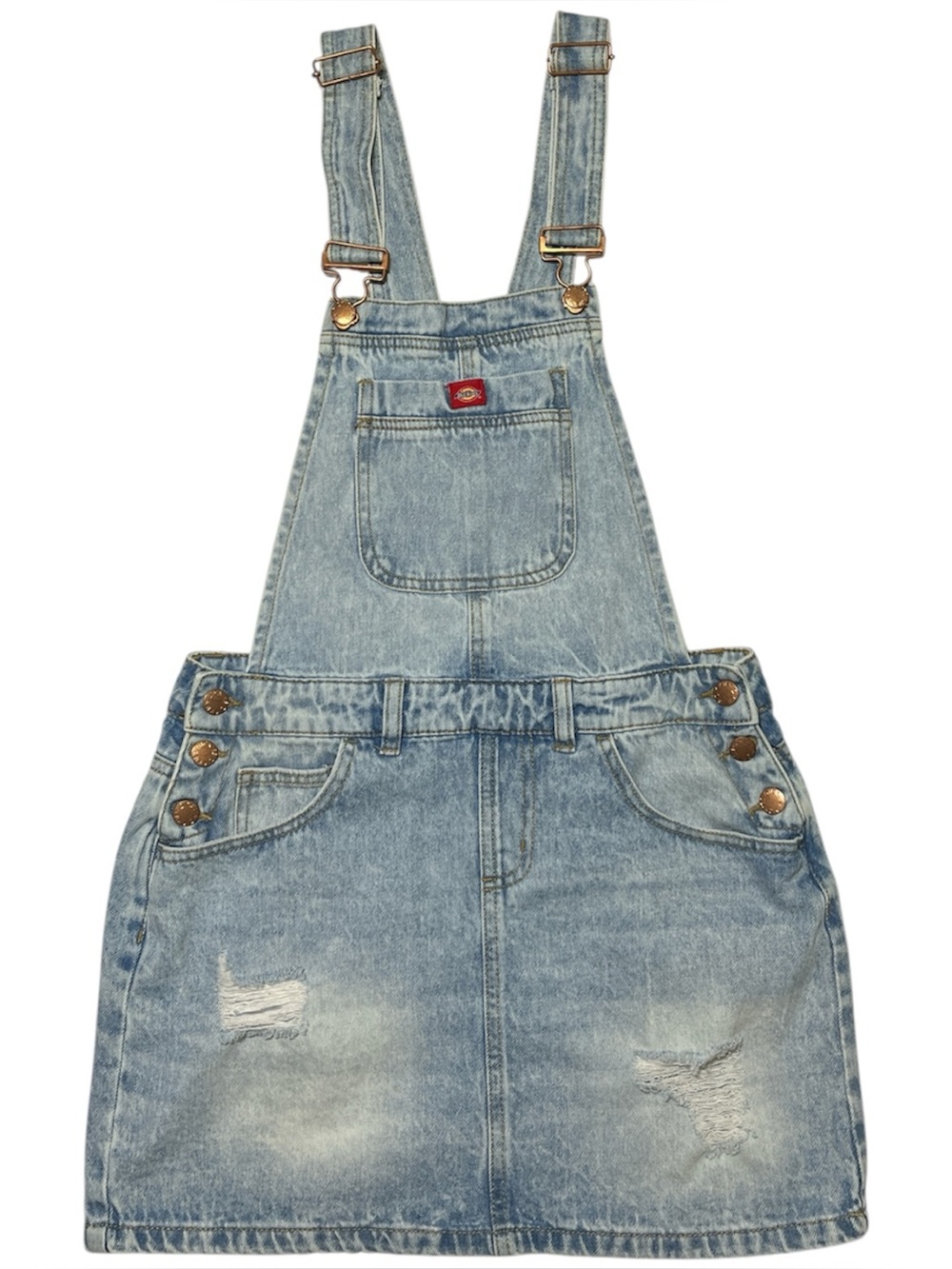 Dickies Light Blue Distressed Denim Overall Skirt